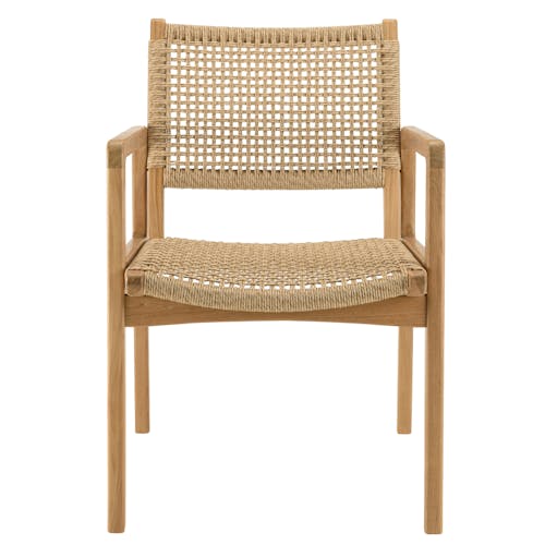 Fauteuil de jardin rotin synthétique beige et teck (lot de 2) SUMMER