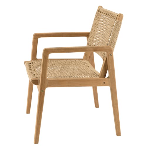 Fauteuil de jardin rotin synthétique beige et teck (lot de 2) SUMMER