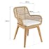 Fauteuil de jardin teck et assise tressée beige avec coussin blanc (lot de 2) SUMMER