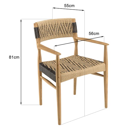 Fauteuil de jardin teck et cordes synthétiques tressées (lot de 2) SUMMER