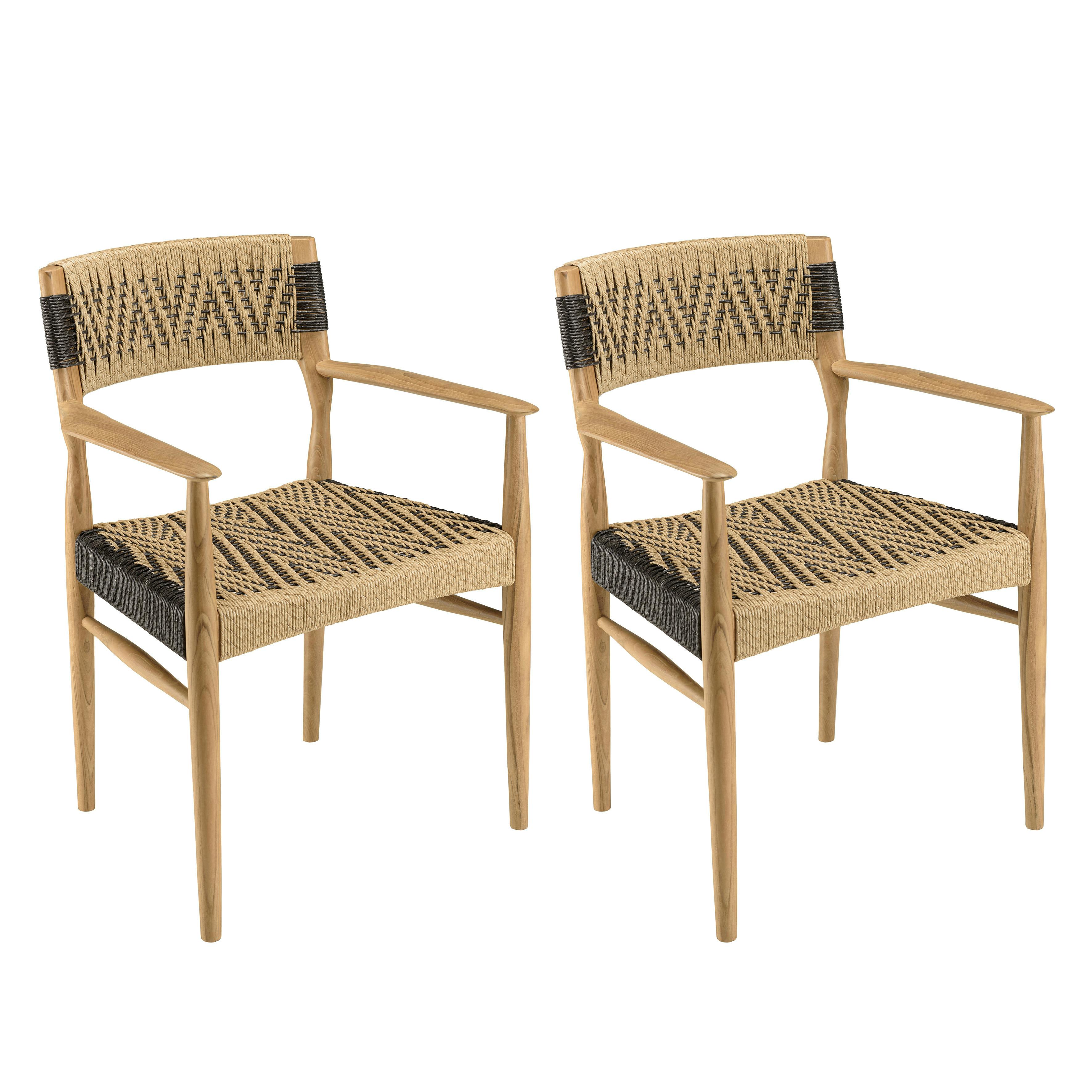 Fauteuil de jardin teck et cordes synthétiques tressées (lot de 2) SUMMER