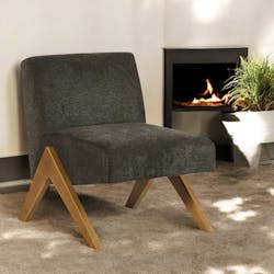 Fauteuil de salon bois et velours anthracite SOHO