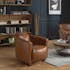 Fauteuil de salon cabriolet cuir brun PRESTON