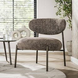 Fauteuil de salon confortable – tissu chenille brun CREEK