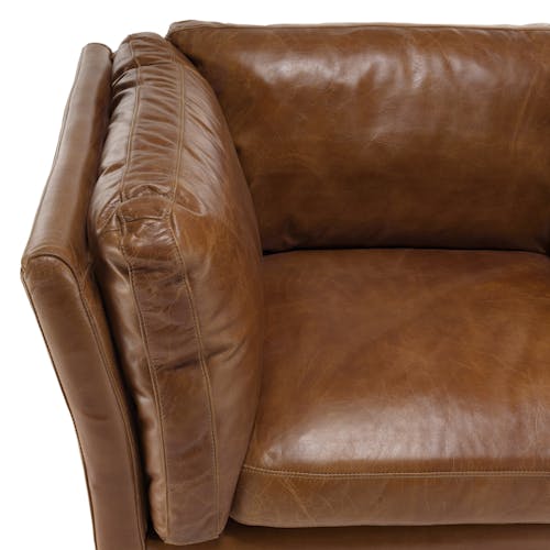 Fauteuil de salon cuir brun PRESTON