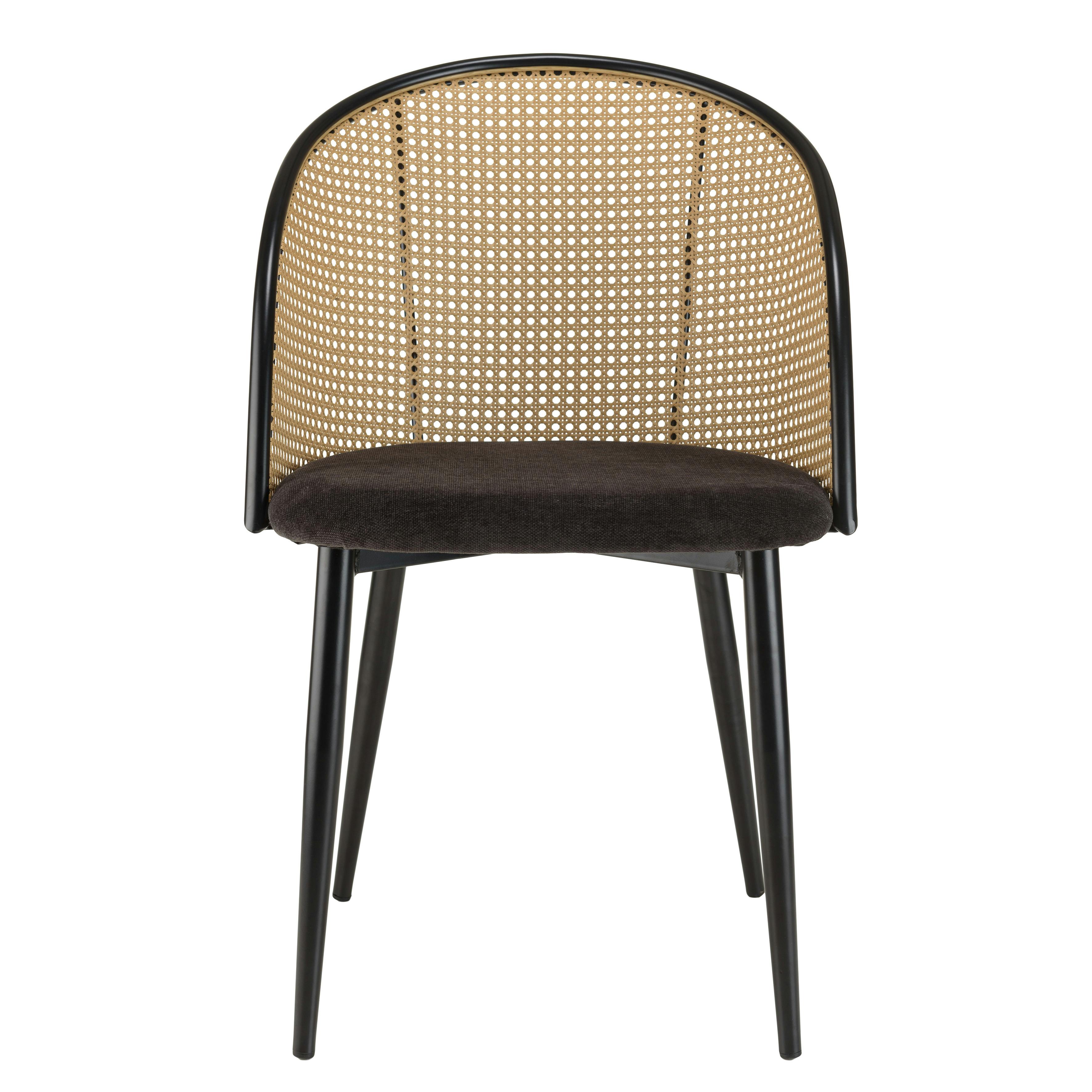fauteuil-de-table-assise-velours-noir-dossier-cannage-arrondi-lot-de-2