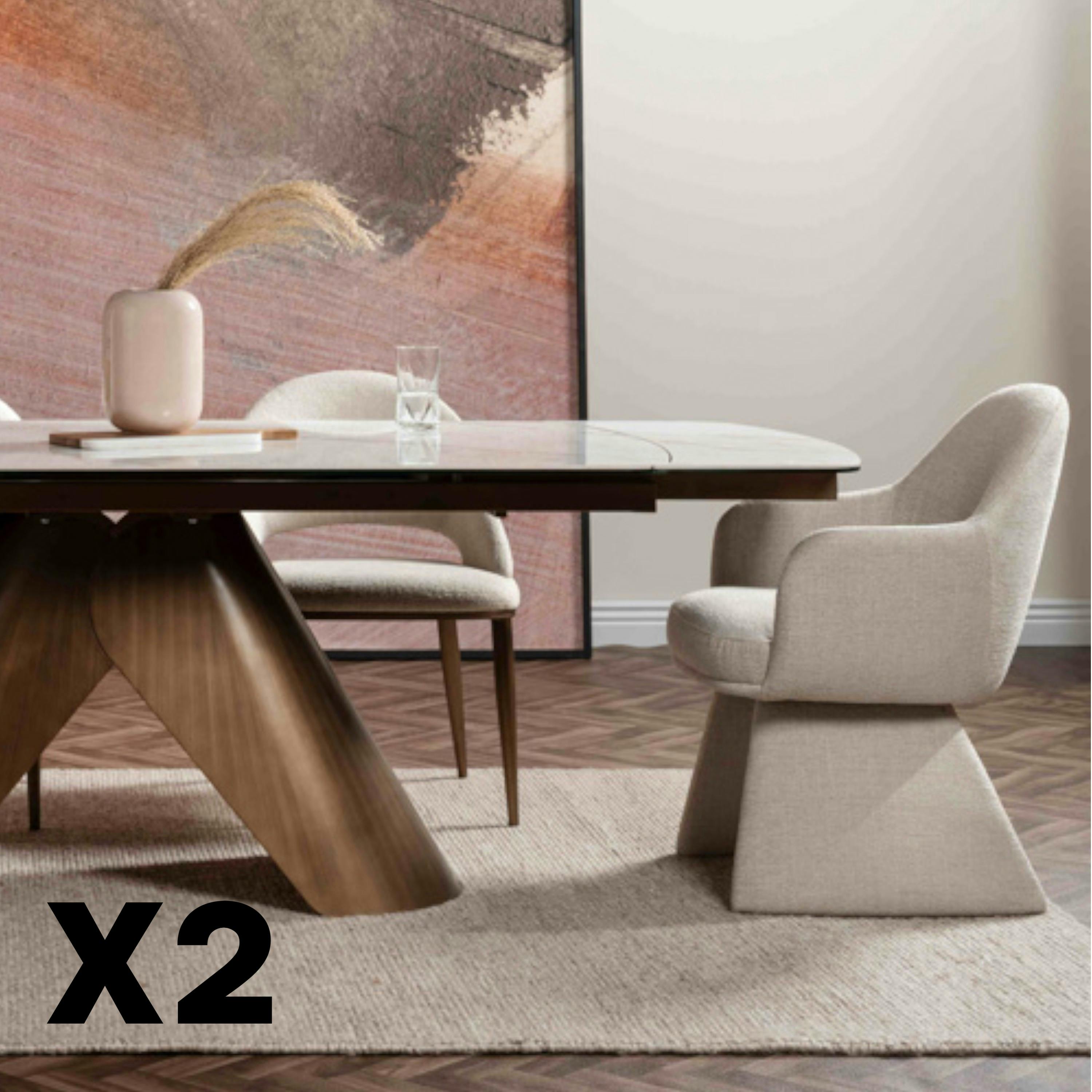 Fauteuil de table beige à assise rembourrée (lot de 2) TREVI