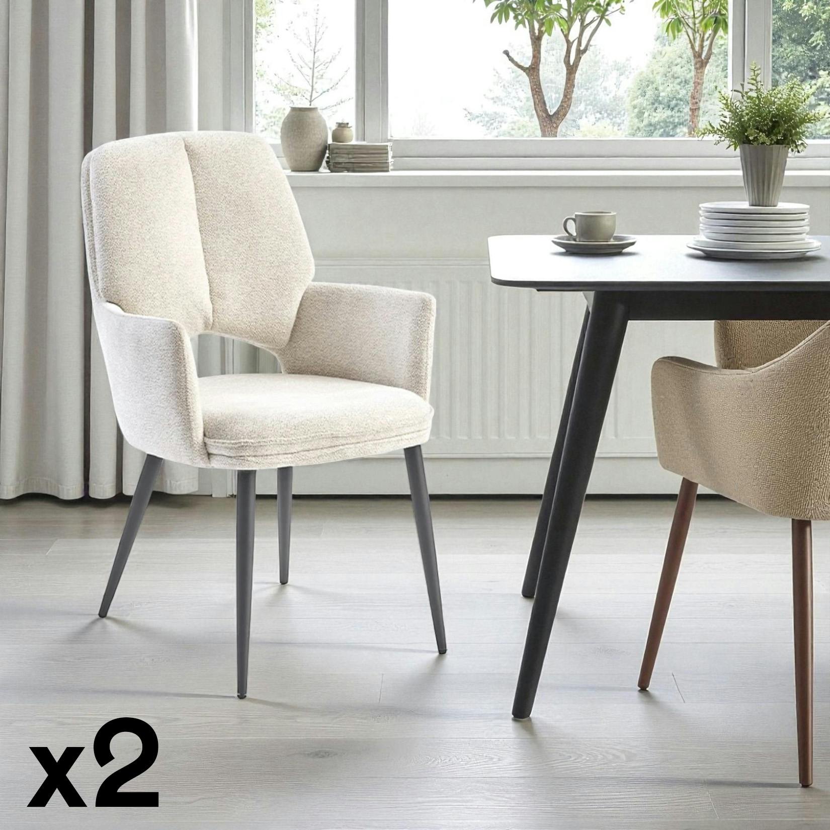 Fauteuil de table beige à dossier ouvert (lot de 2) LIGURIE