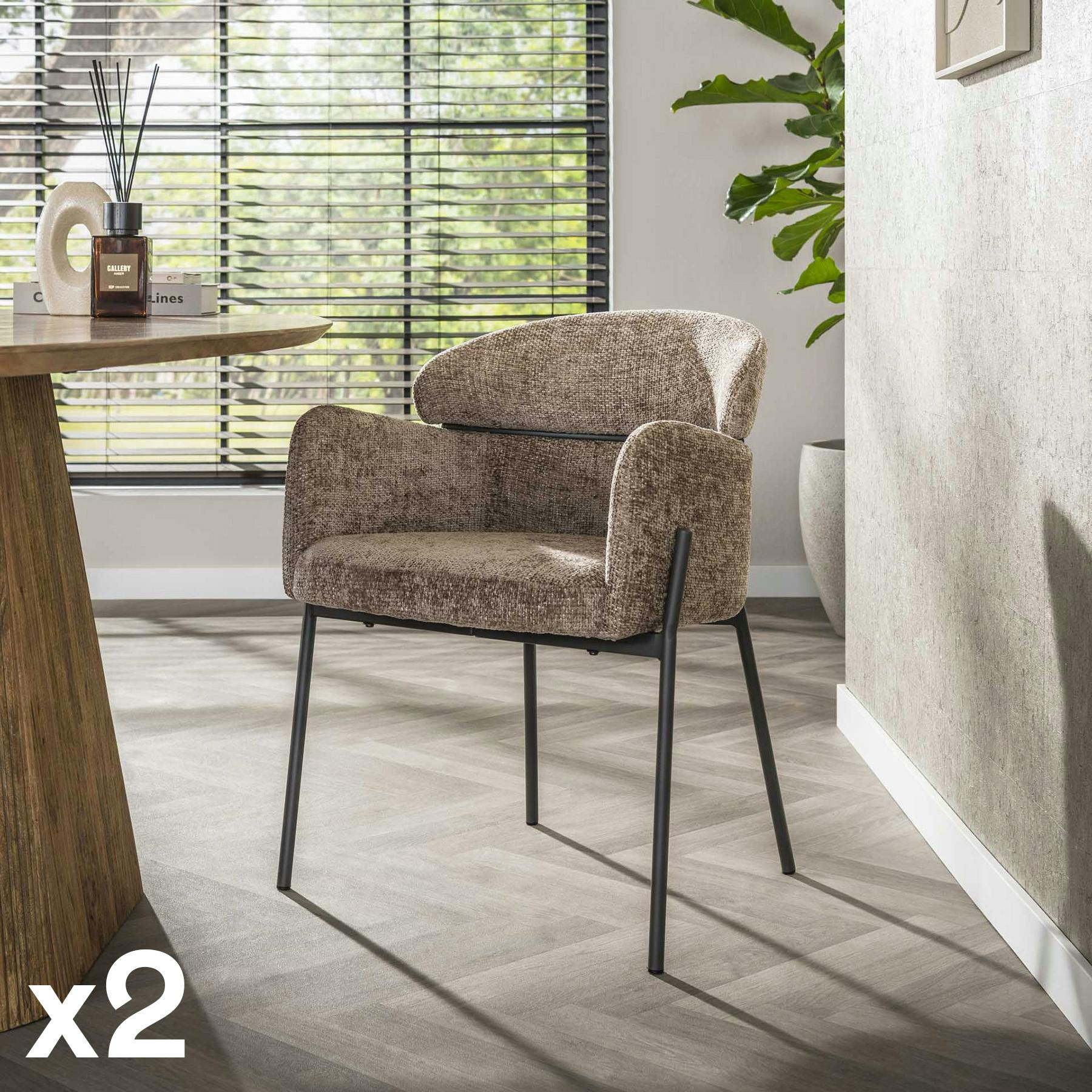 Fauteuil de table beige chaud dossier rond (lot de 2) GALWAY