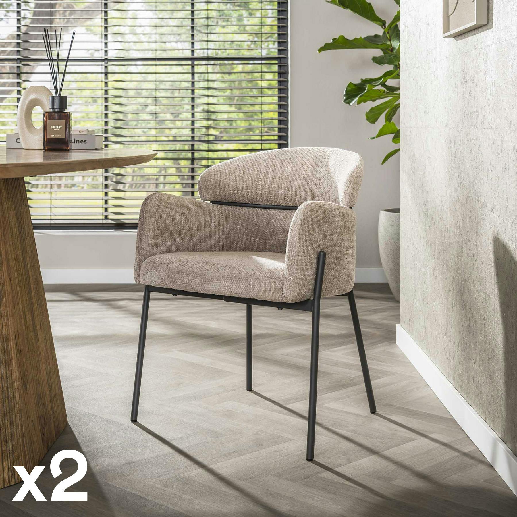 Fauteuil de table beige dossier rond (lot de 2) GALWAY
