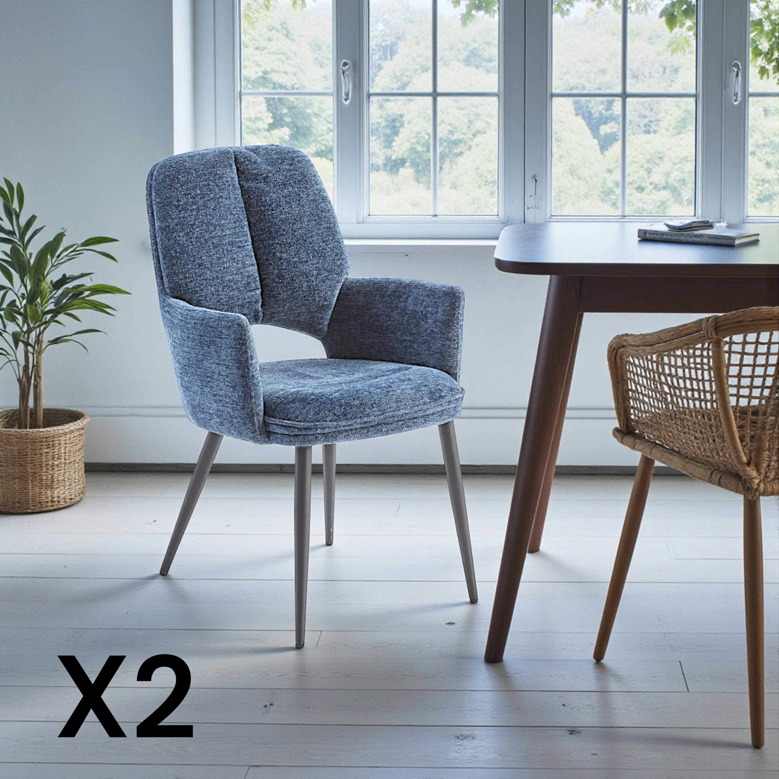 Fauteuil de table bleu à dossier ouvert (lot de 2) LIGURIE