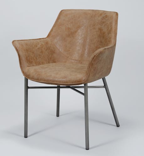 Chaise fauteuil en tissu marron pieds metal style contemporain