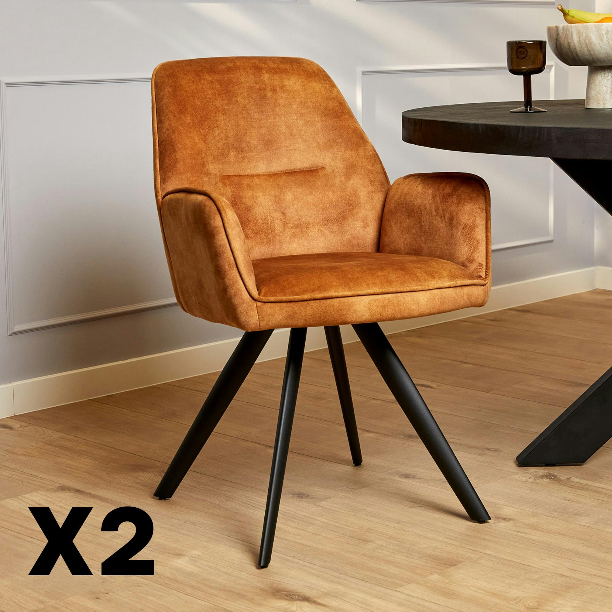 Fauteuil de table doré moderne (lot de 2) CORTINA