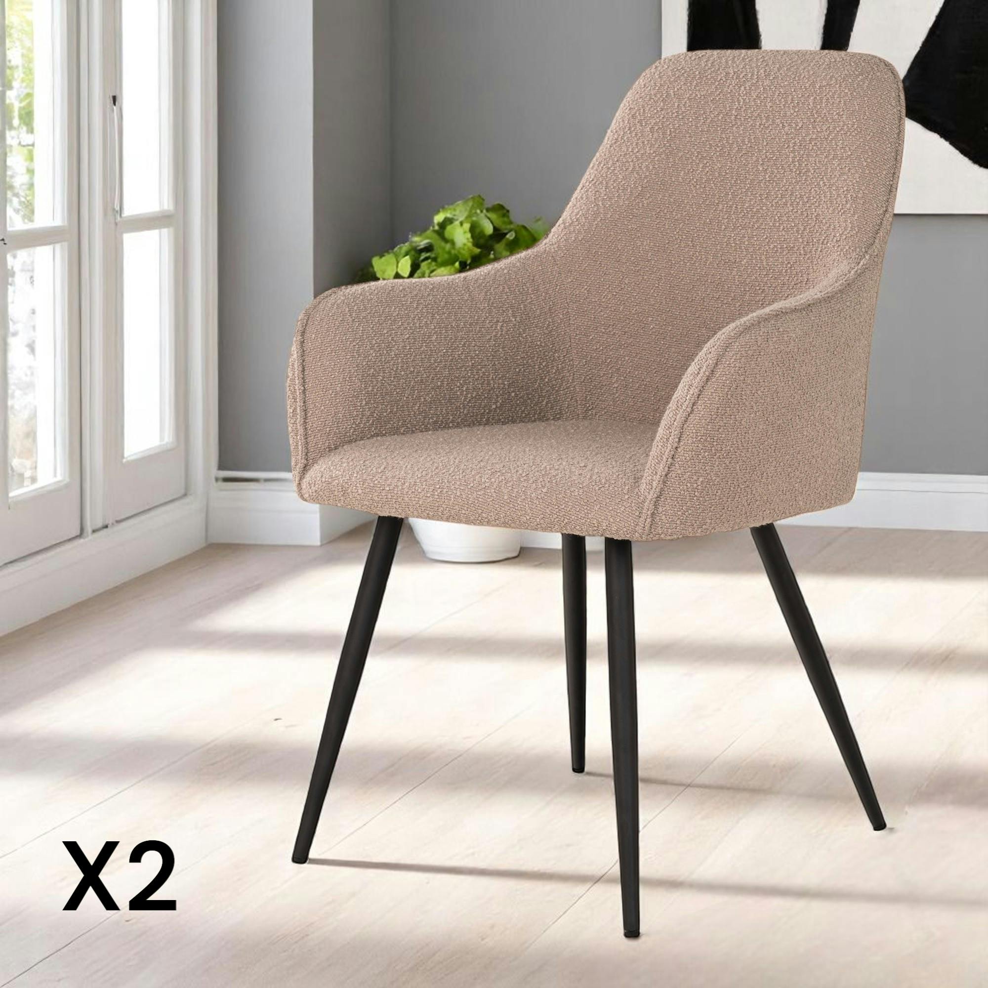Fauteuil de table en bouclette beige (lot de 2) SAVONE