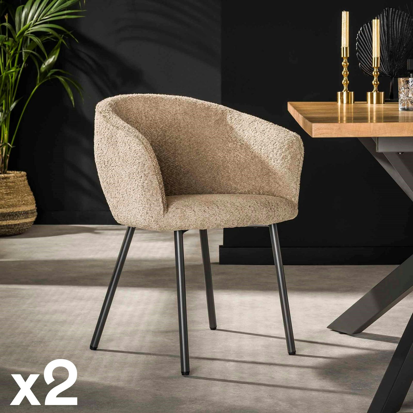 Fauteuil de table en bouclette sable (lot de 2) GALWAY