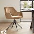 Fauteuil de table en velours beige sable pivotant MELBOURNE (lot de 2)