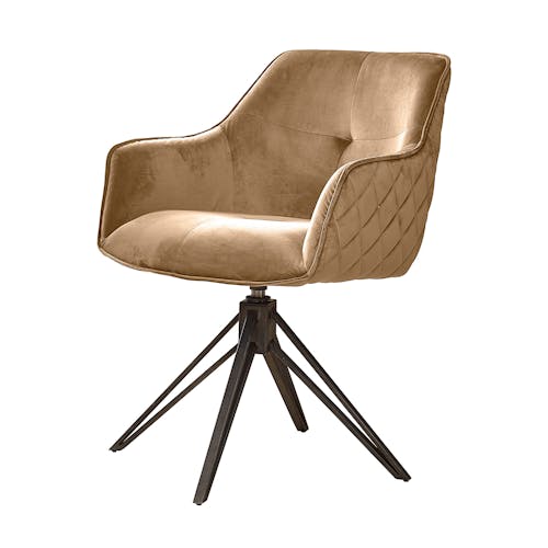 Fauteuil de table en velours beige sable pivotant MELBOURNE (lot de 2)