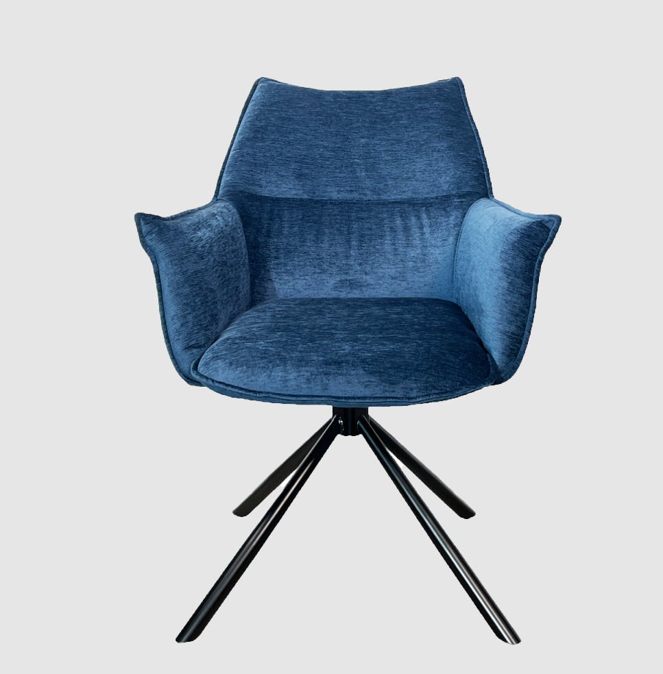 Fauteuil de table en velours bleu avec retour (lot de 2) PALERME