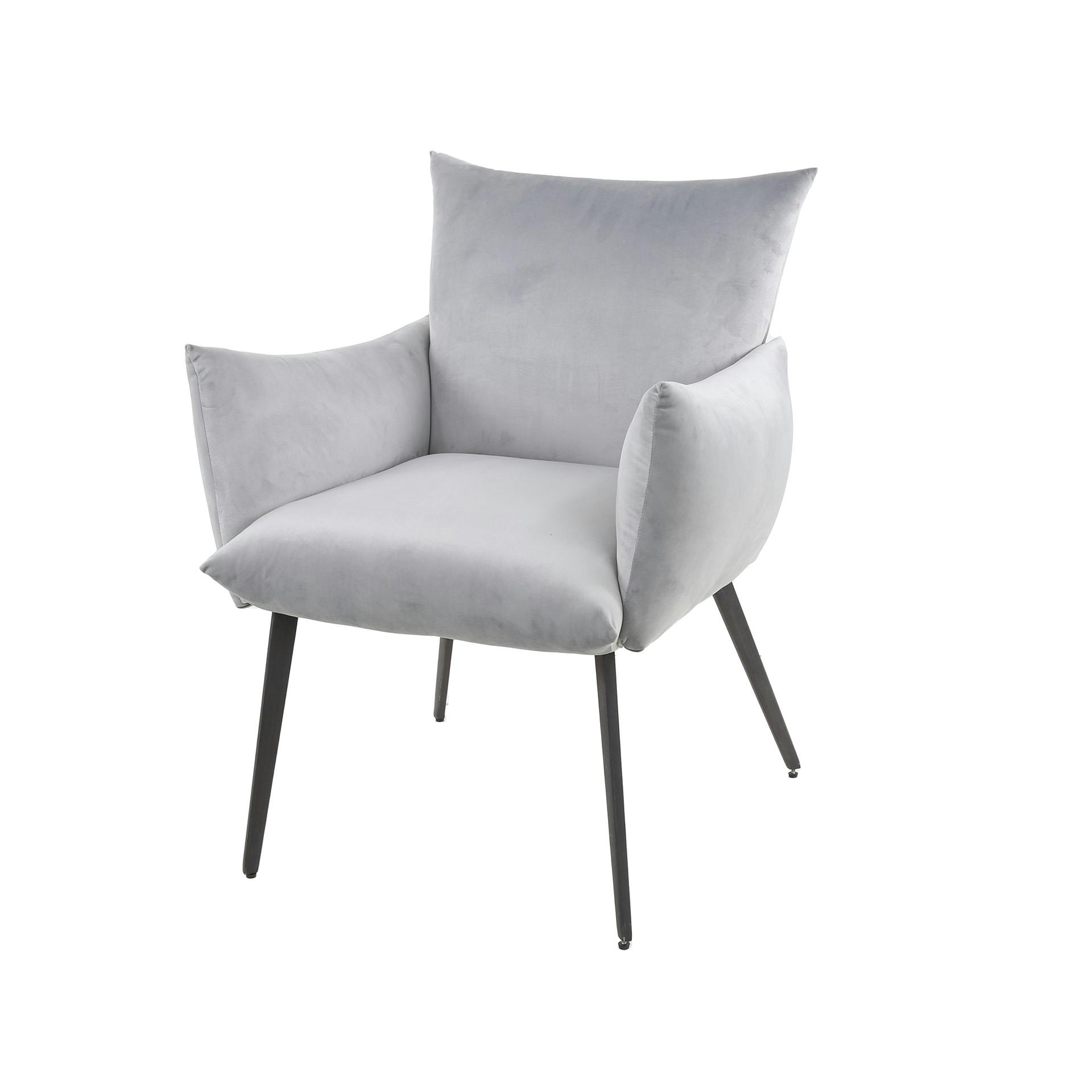 Fauteuil de table en velours gris clair effet coussin (lot de 2) MELBOURNE