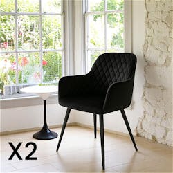 Fauteuil de table en velours noir (lot de 2) SAVONE