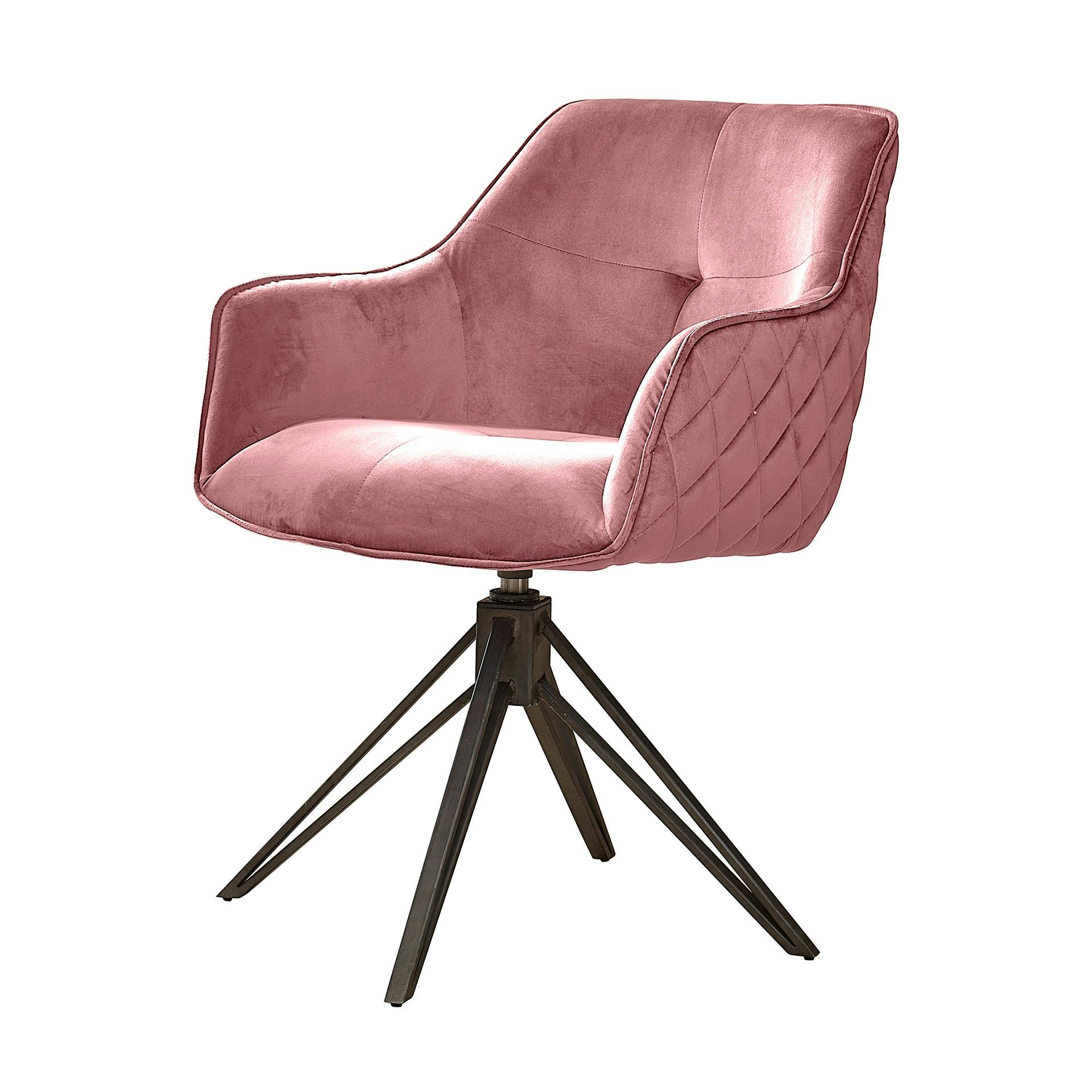 Fauteuil de table en velours rose pivotant MELBOURNE (lot de 2)