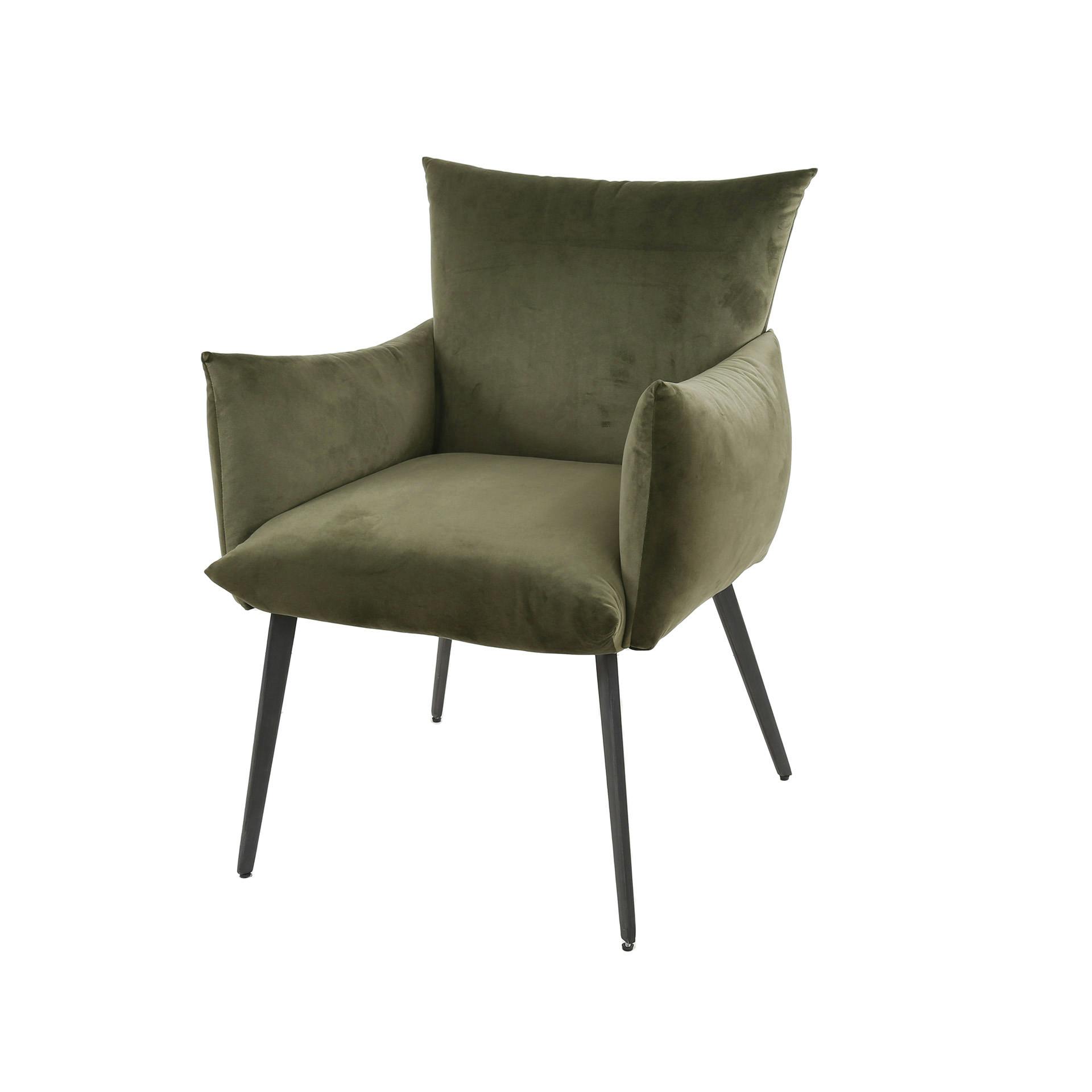 Fauteuil de table en velours vert effet coussin (lot de 2) MELBOURNE