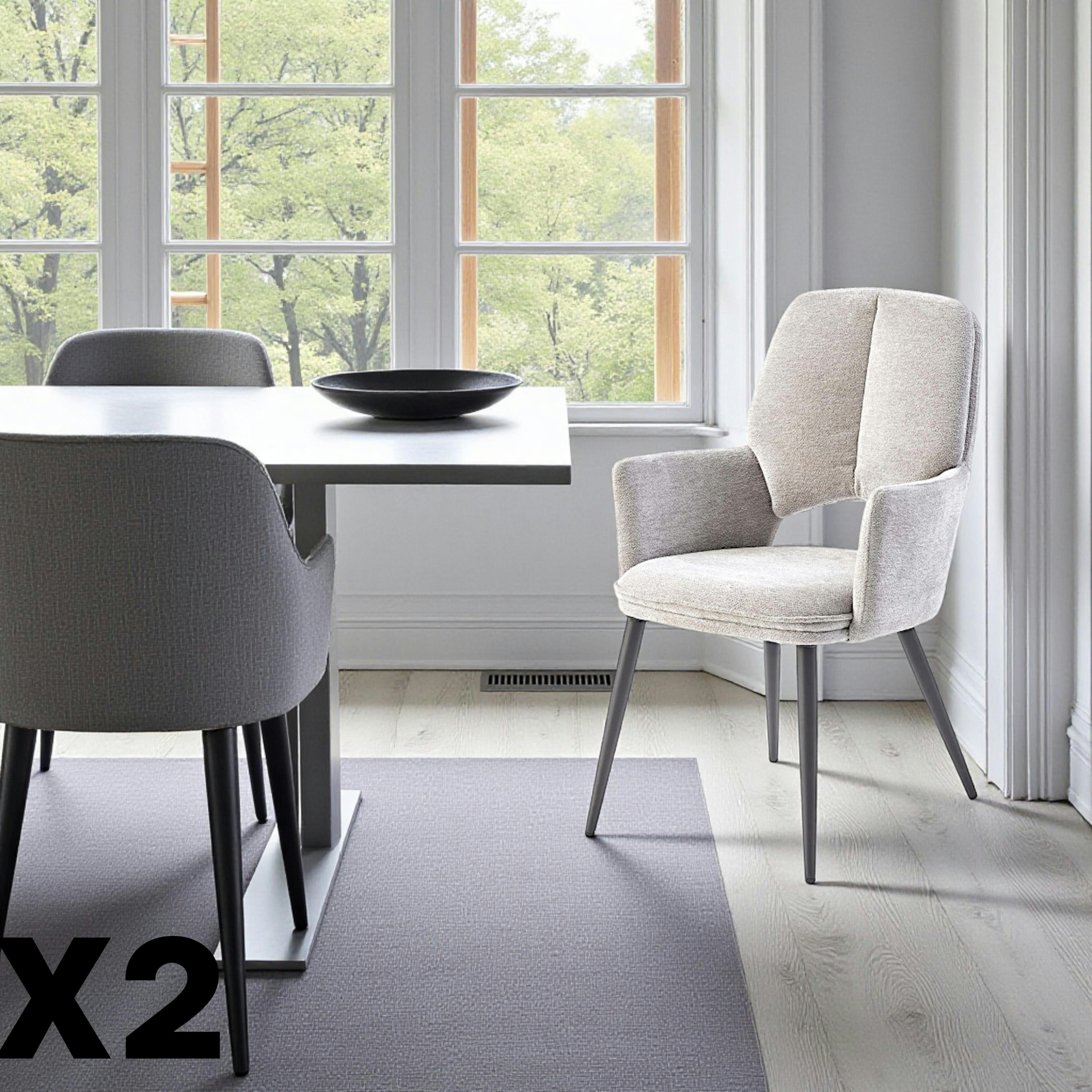 Fauteuil de table gris à dossier ouvert (lot de 2) LIGURIE