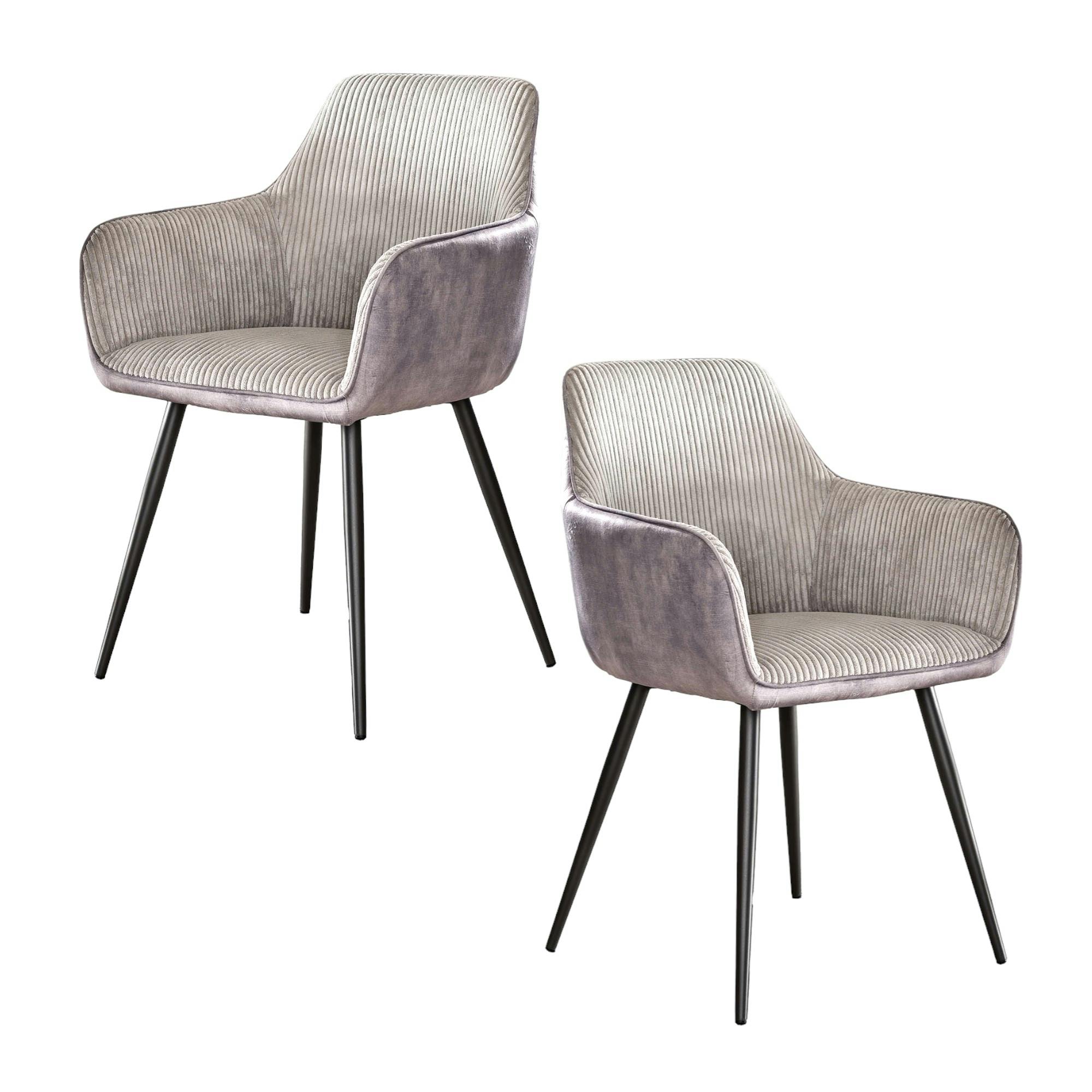 Fauteuil de table gris bi-matière (lot de 2) GALWAY