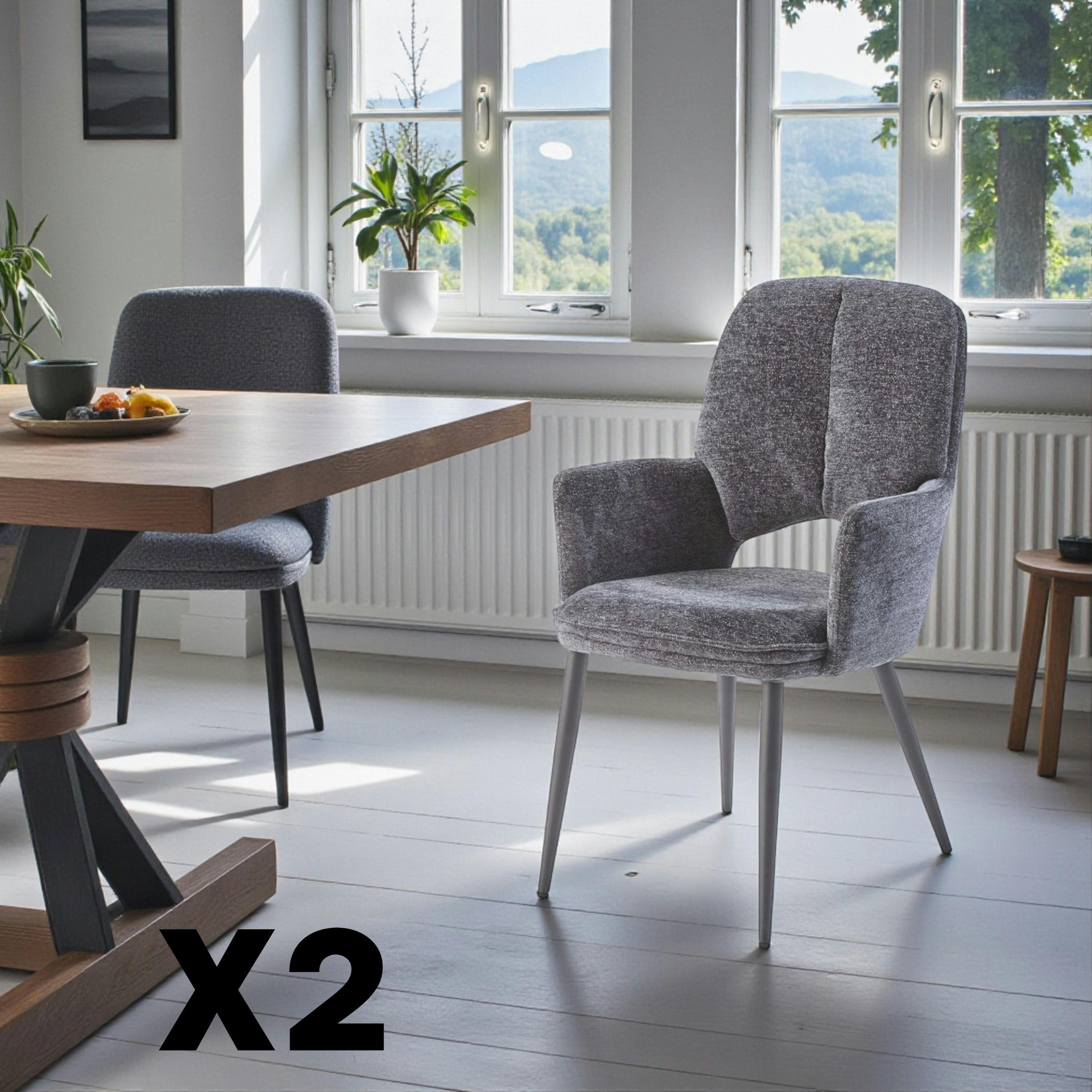 Fauteuil de table gris foncé à dossier ouvert (lot de 2) LIGURIE