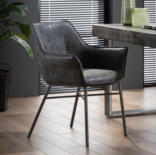 Chaise fauteuil en tissu gris pieds metal style contemporain