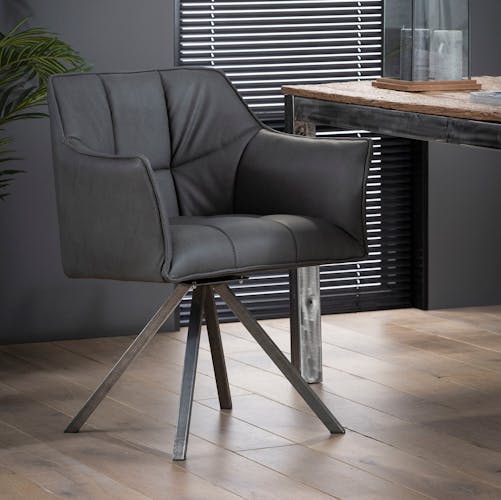 Chaise fauteuil en tissu noir pieds metal de style contemporain