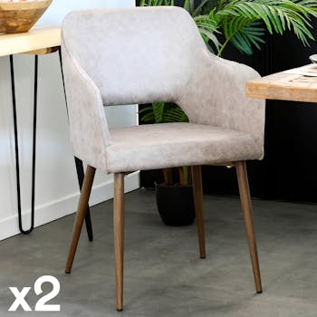 Fauteuil de table gris taupe (lot de 2)