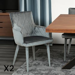Fauteuil de table moderne en velours gris (lot de 2) HAWAI