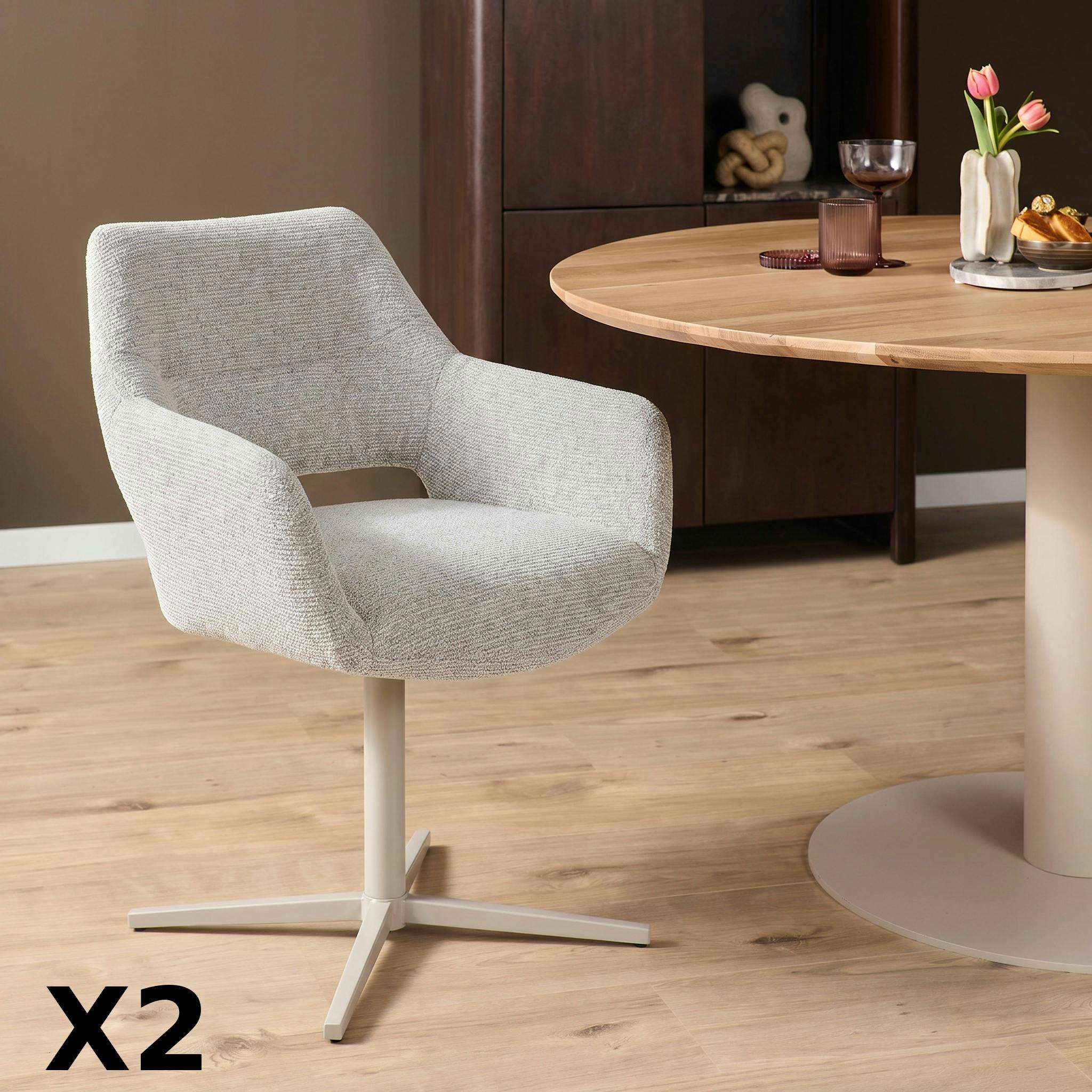 Fauteuil de table pivotant beige dossier ouvert (x2) CORTINA