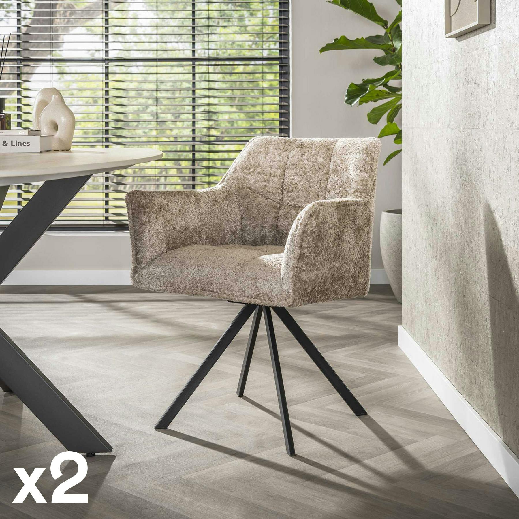 Fauteuil de table pivotant beige doux (lot de 2) MELBOURNE