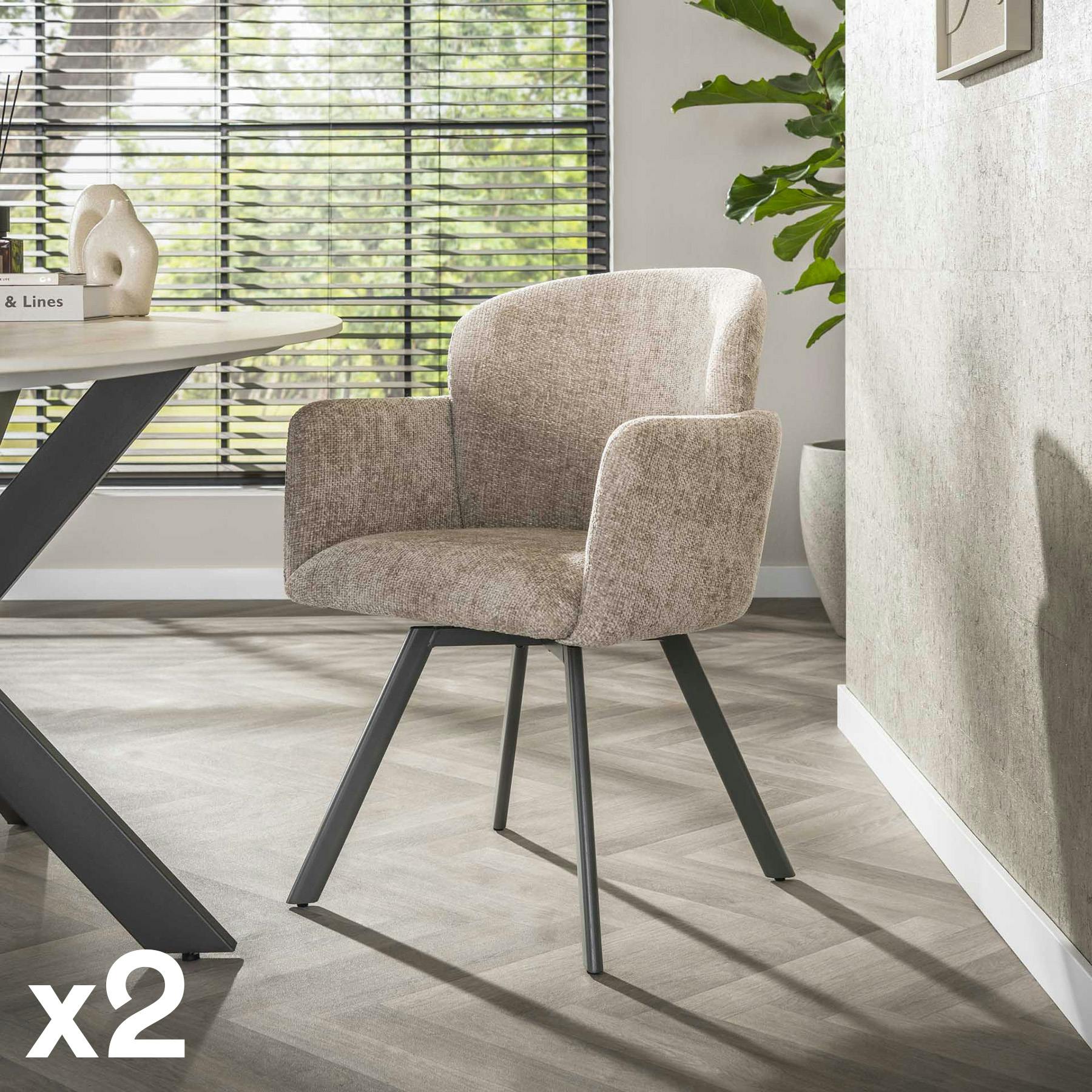 Fauteuil de table pivotant beige texturé (lot de 2) CREEK
