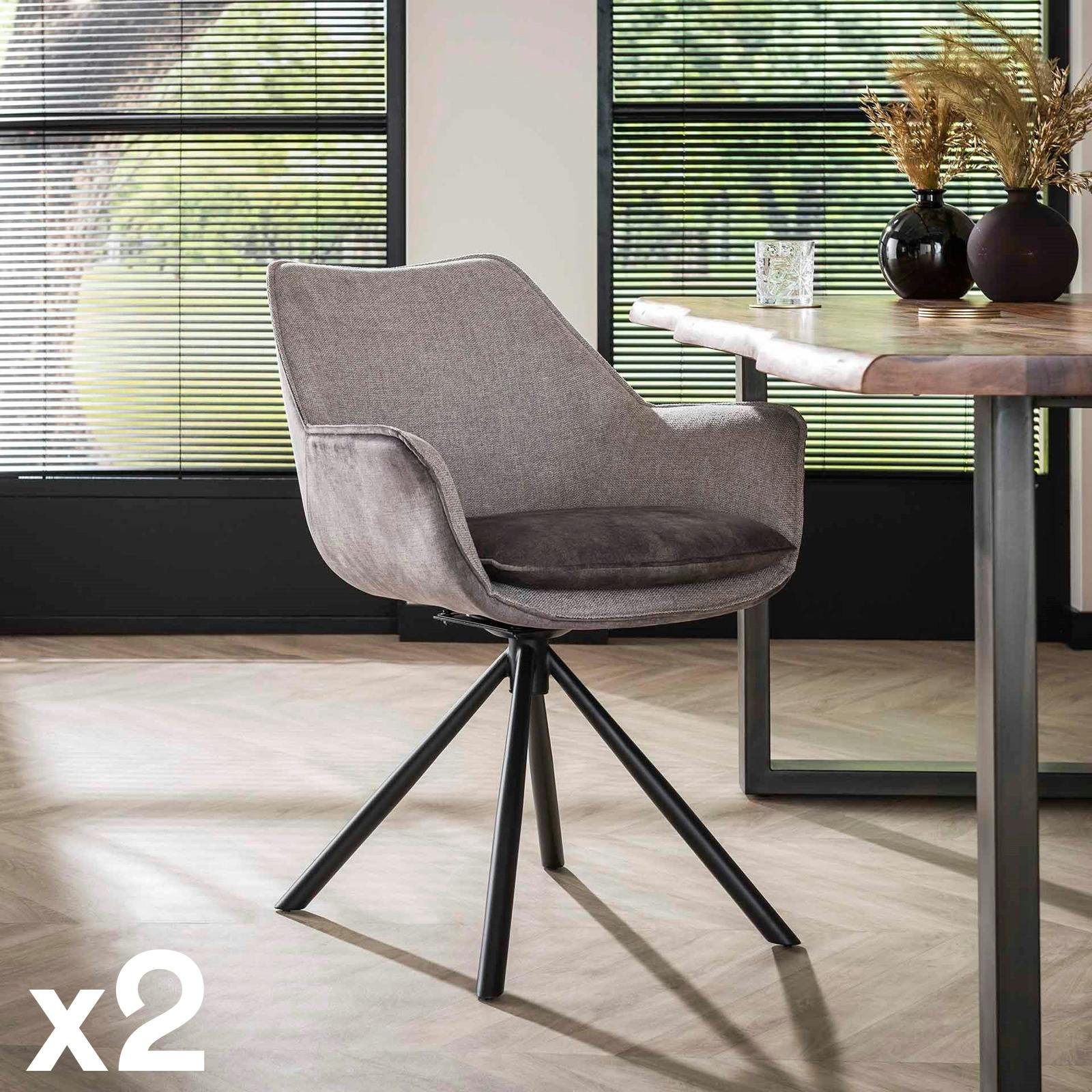 Fauteuil de table pivotant couleur grise (lot de 2) MELBOURNE
