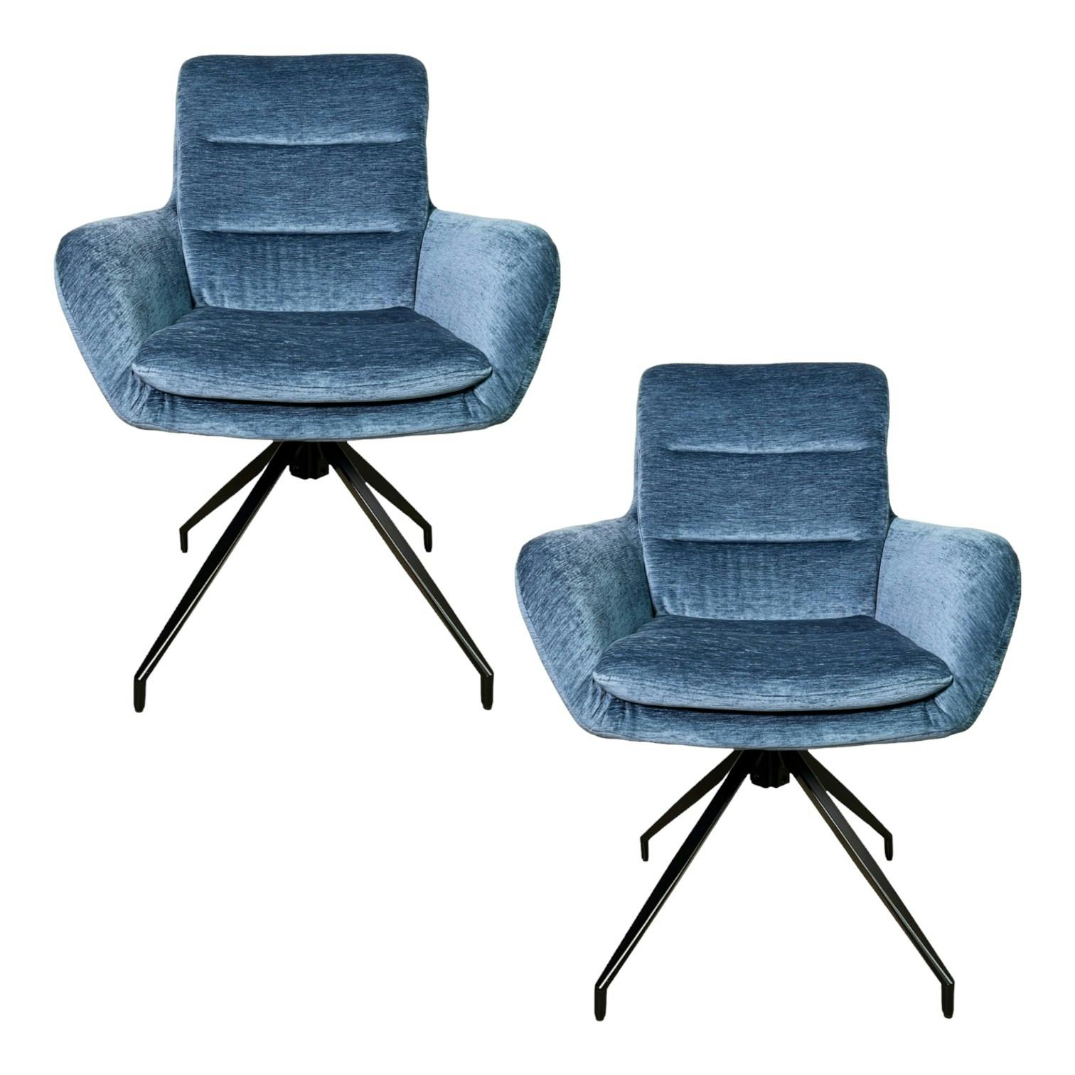 Fauteuil de table pivotant en velours bleu (lot de 2) PALERME