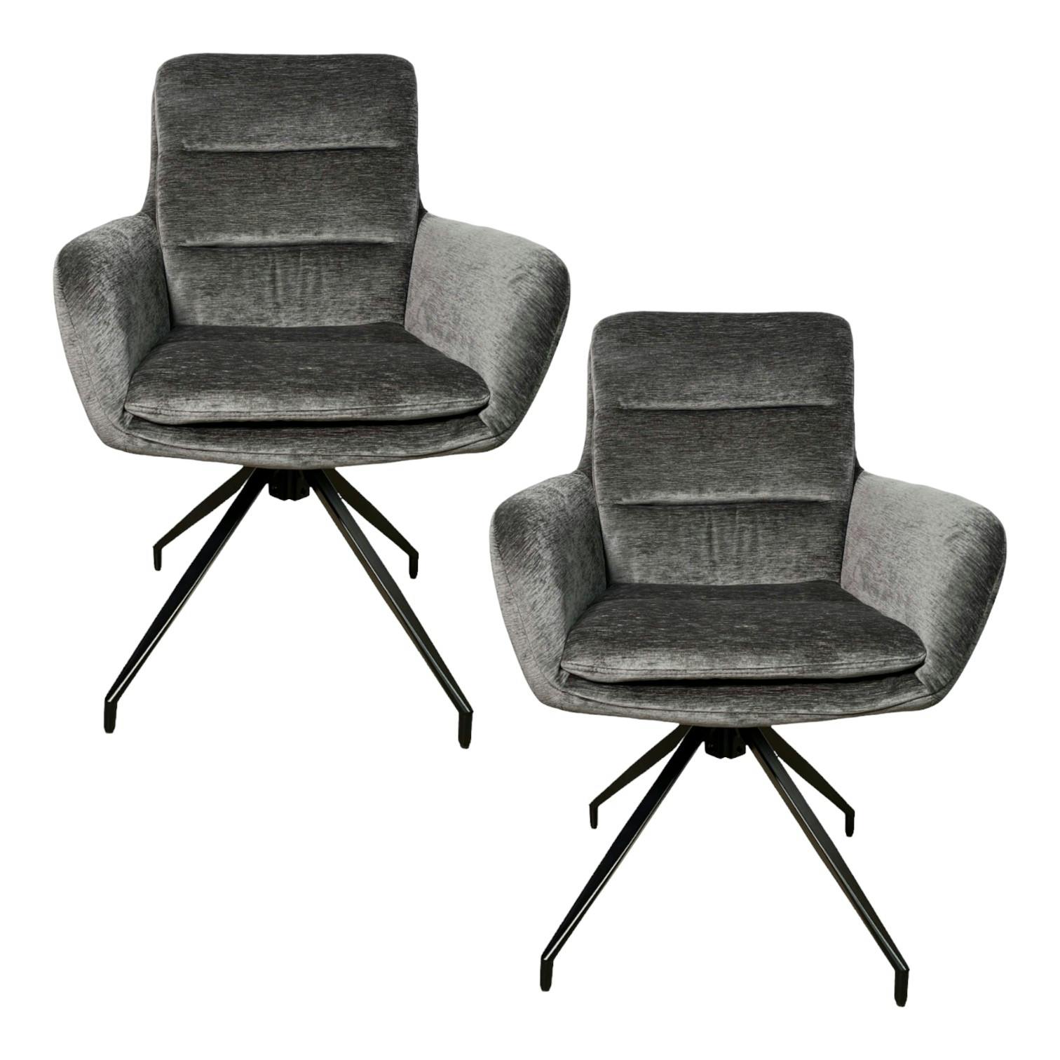 Fauteuil de table pivotant en velours gris (lot de 2) PALERME