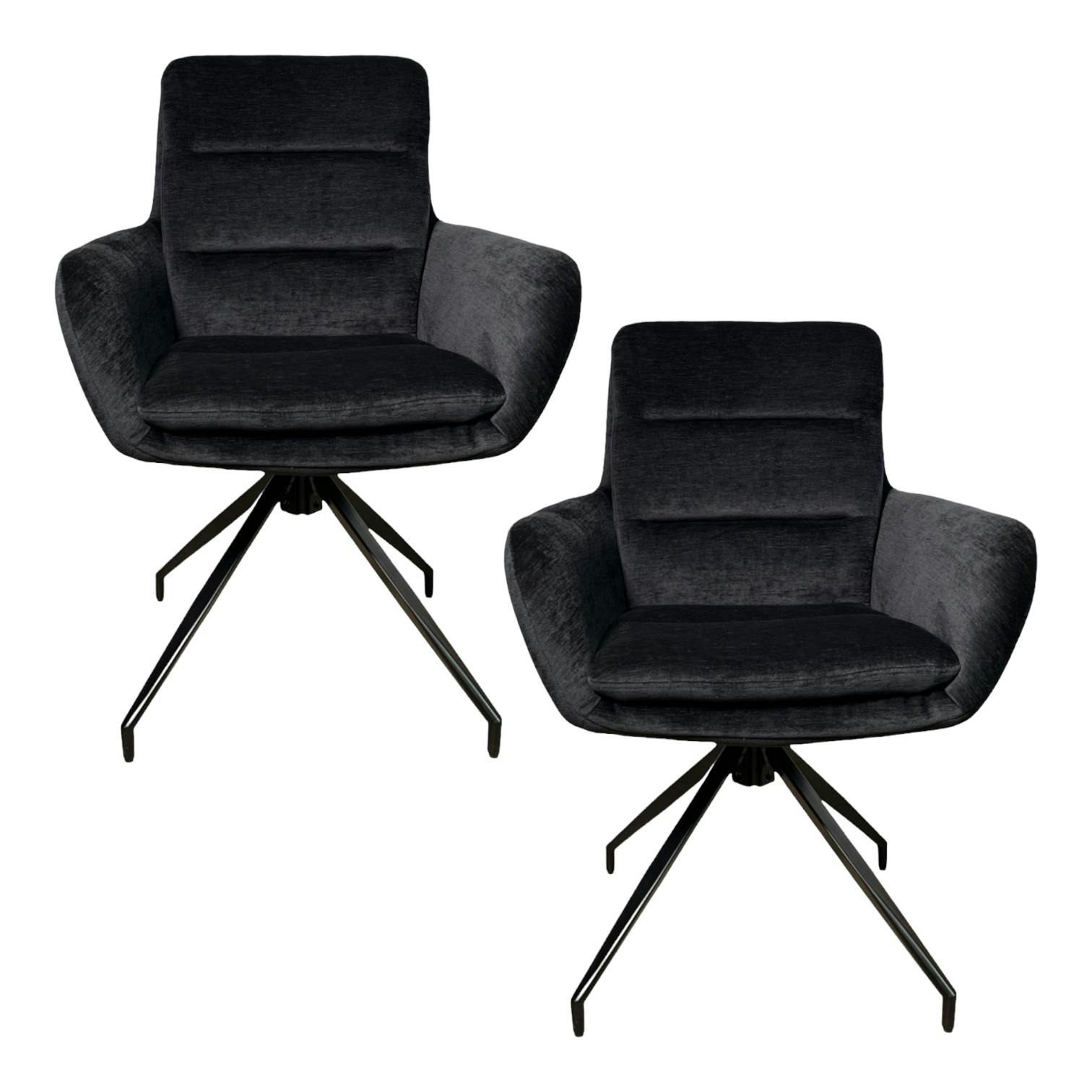 Fauteuil de table pivotant en velours noir (lot de 2) PALERME