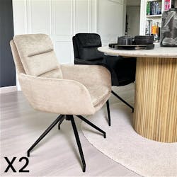 Fauteuil de table pivotant en velours taupe (lot de 2) PALERME