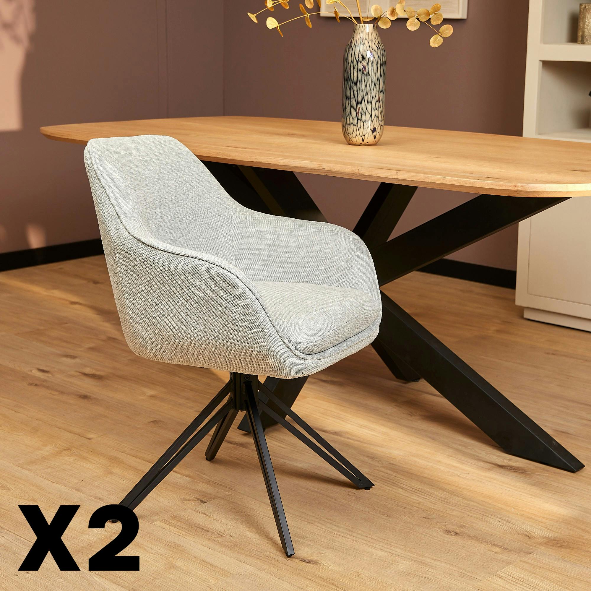 Fauteuil de table pivotant gris clair à poignée (lot de 2) CORTINA