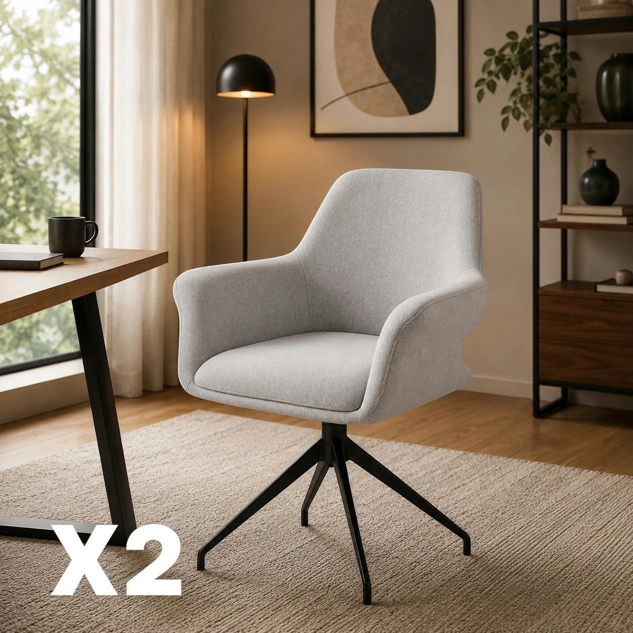 Fauteuil de table pivotant gris clair (x2) AUREN