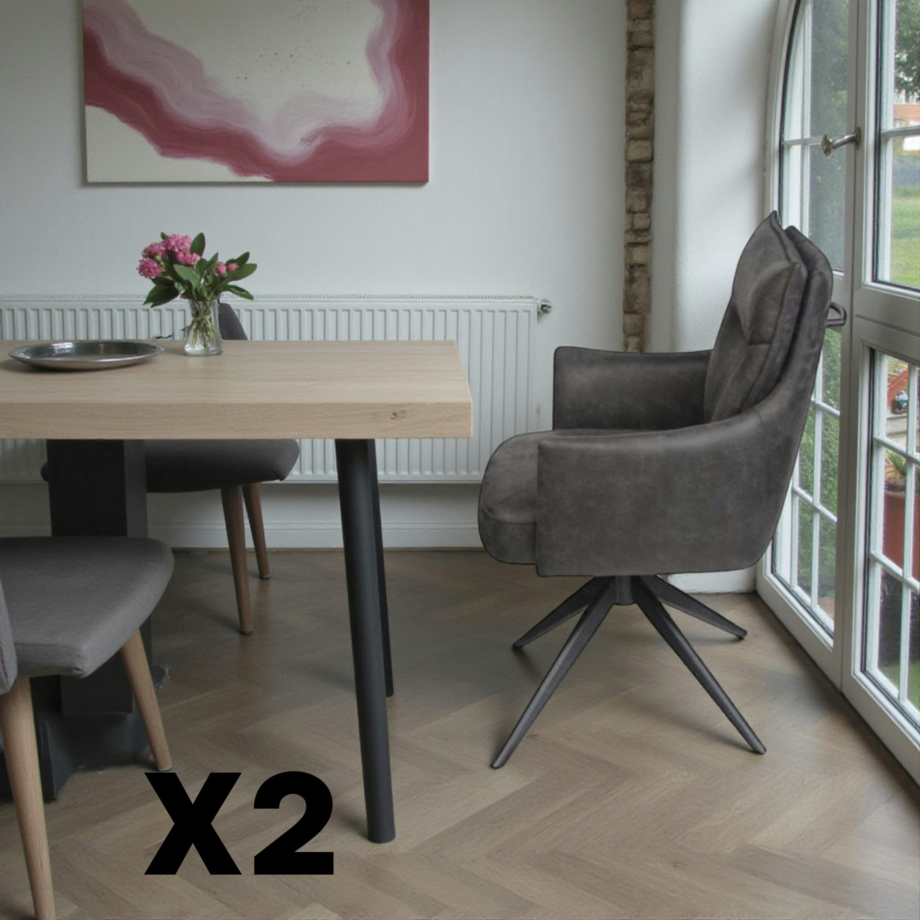 Fauteuil de table pivotant gris foncé à poignée (lot de 2) LOMBARDIE