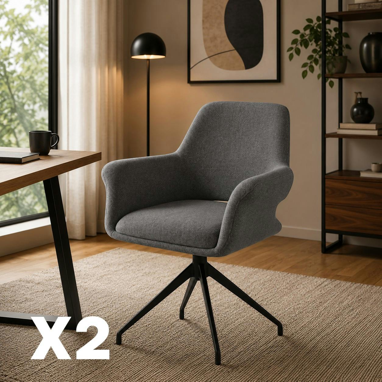 Fauteuil de table pivotant gris foncé (x2) AUREN