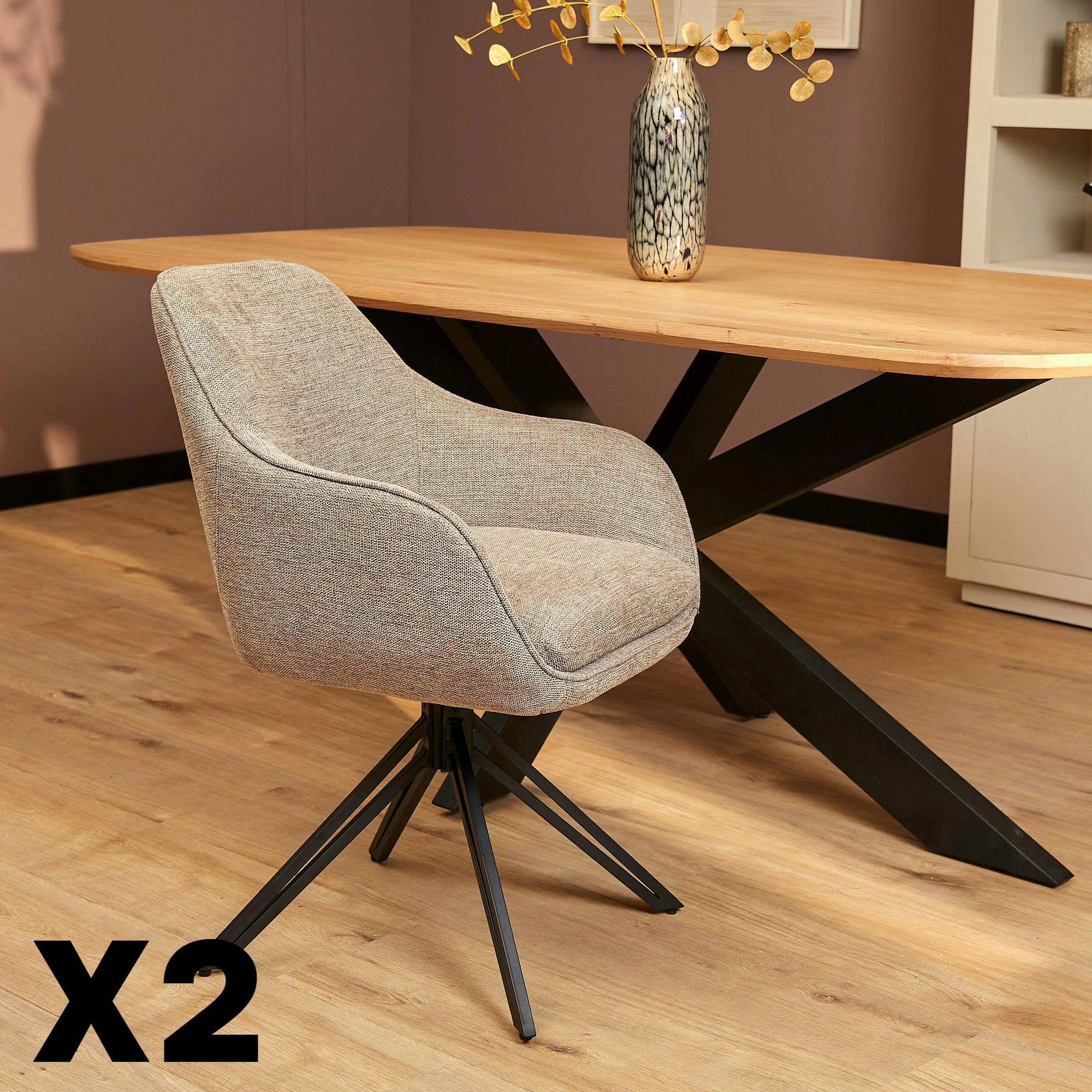 Fauteuil de table pivotant marron à poignée (lot de 2) CORTINA