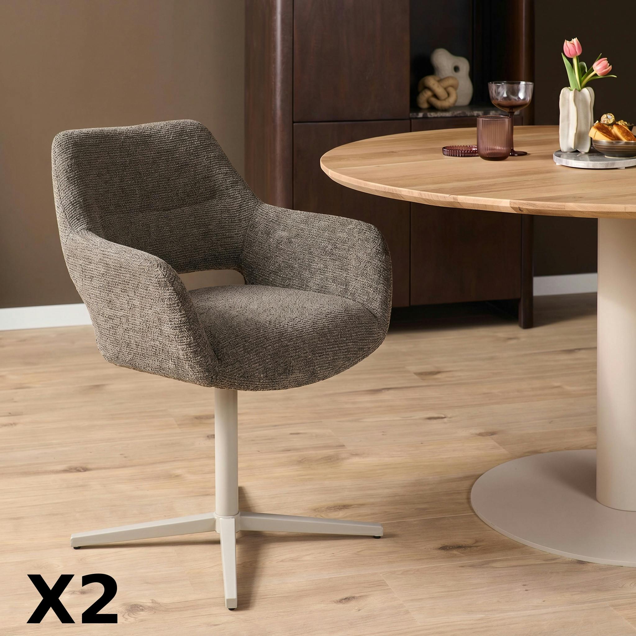 Fauteuil de table pivotant marron dossier ouvert (x2) CORTINA