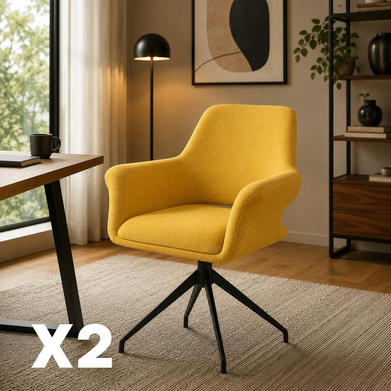 Fauteuil de table pivotant moutarde (x2) AUREN