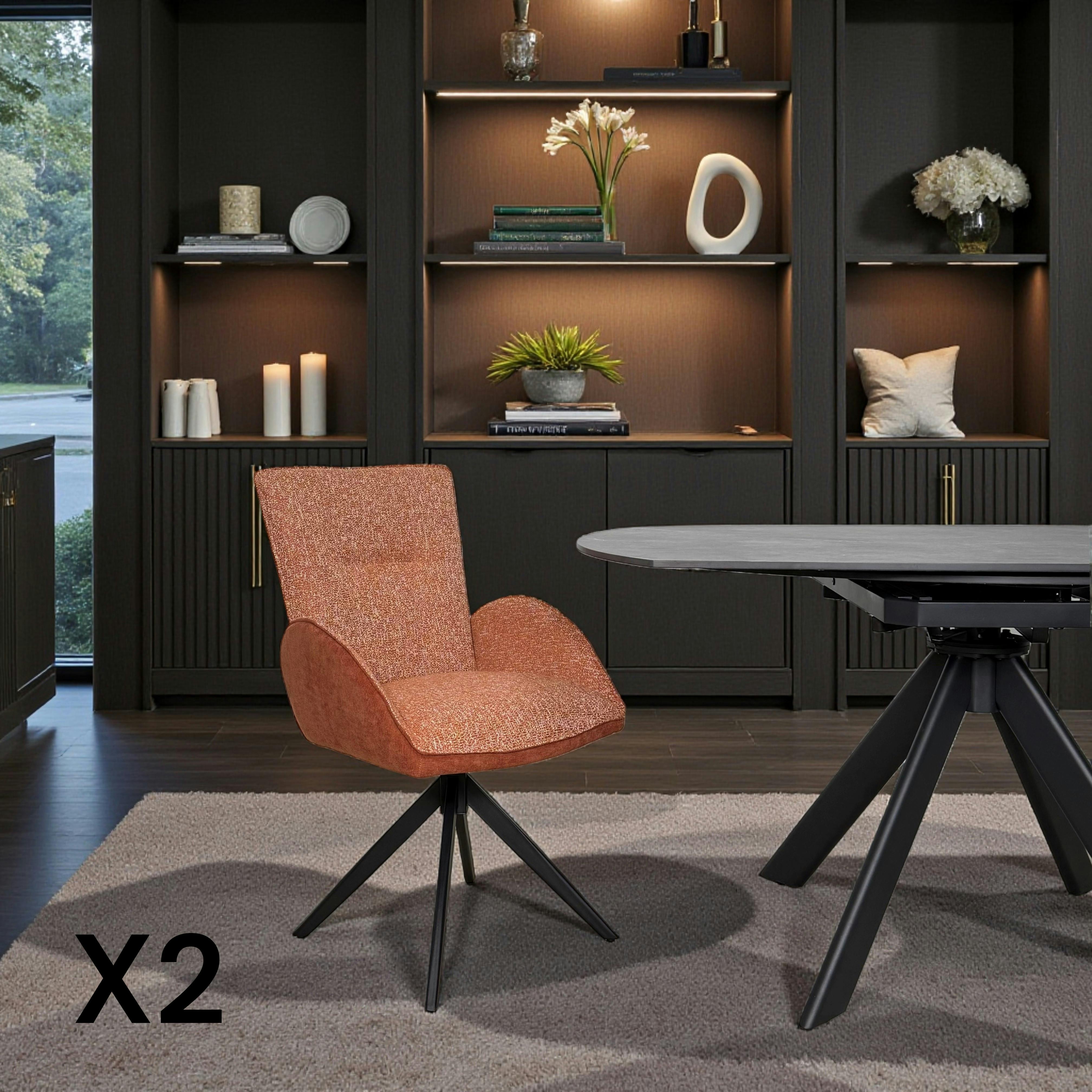 Fauteuil de table pivotant rouille, bi-matière (lot de 2) AGADE