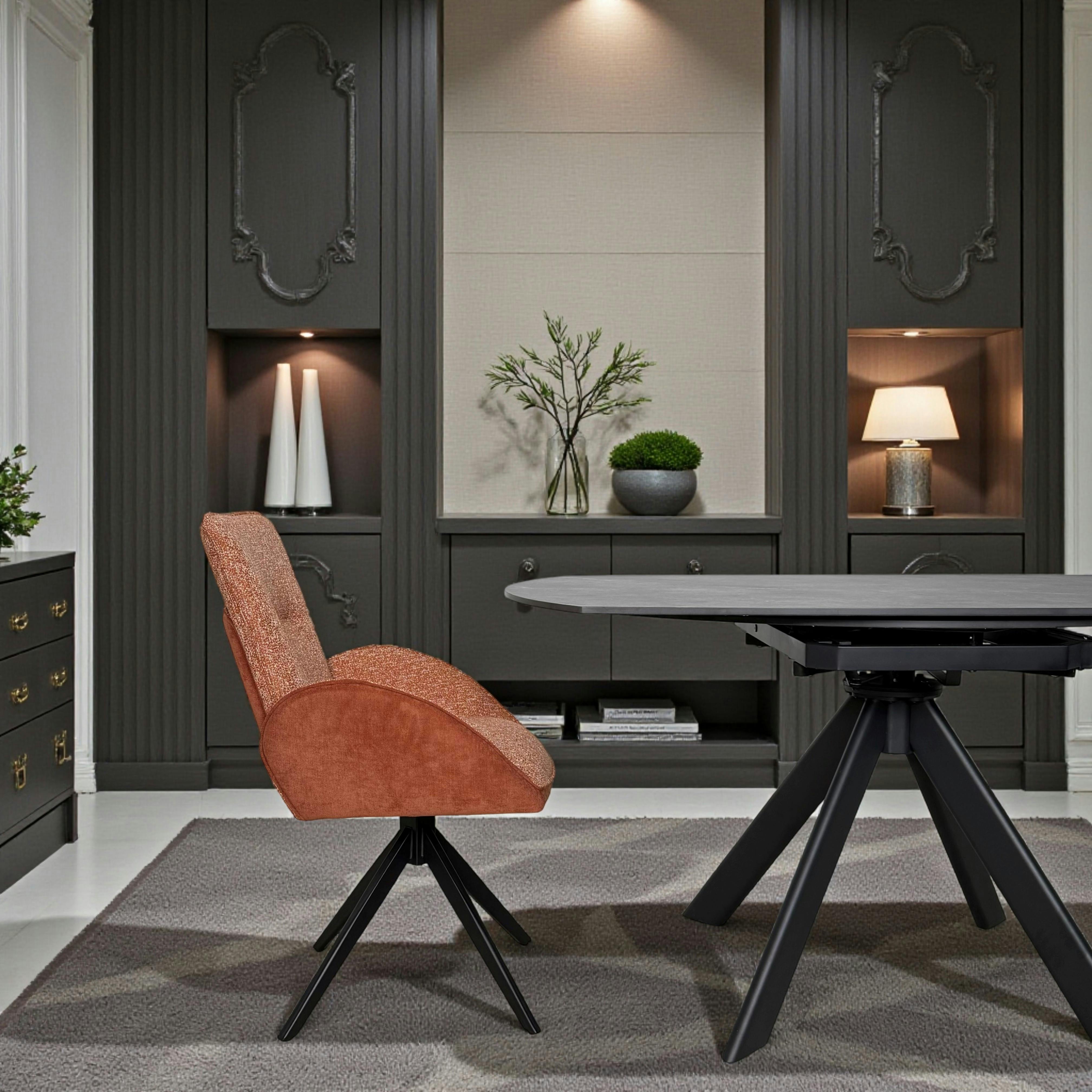 Fauteuil de table pivotant rouille, bi-matière (lot de 2) AGADE